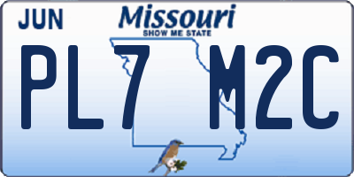 MO license plate PL7M2C