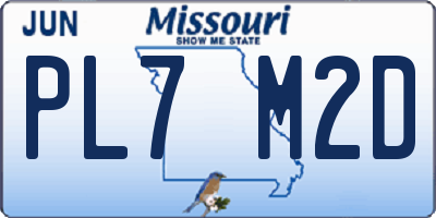 MO license plate PL7M2D