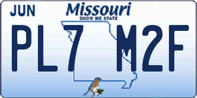 MO license plate PL7M2F