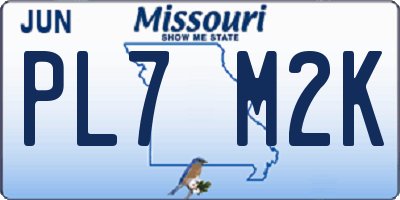 MO license plate PL7M2K