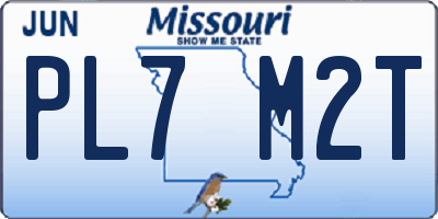 MO license plate PL7M2T