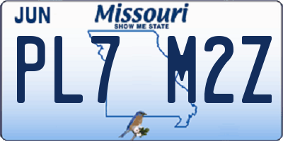MO license plate PL7M2Z