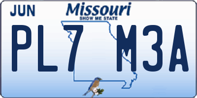 MO license plate PL7M3A