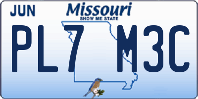 MO license plate PL7M3C
