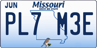 MO license plate PL7M3E