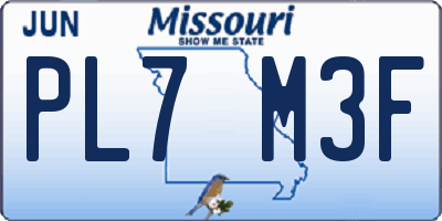 MO license plate PL7M3F