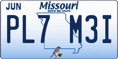 MO license plate PL7M3I