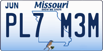 MO license plate PL7M3M