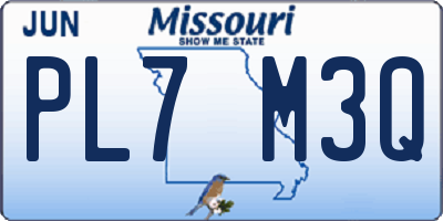 MO license plate PL7M3Q