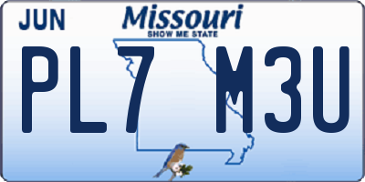 MO license plate PL7M3U