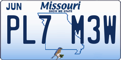 MO license plate PL7M3W