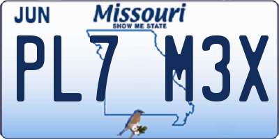 MO license plate PL7M3X