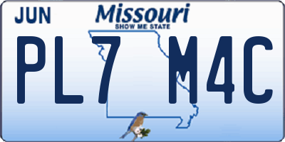 MO license plate PL7M4C