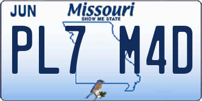 MO license plate PL7M4D