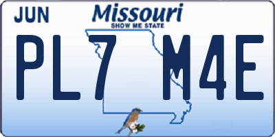 MO license plate PL7M4E