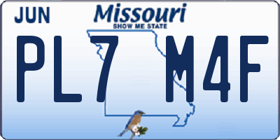 MO license plate PL7M4F