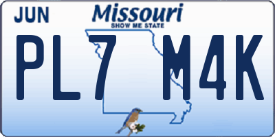 MO license plate PL7M4K