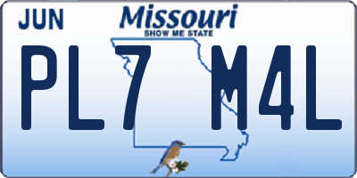 MO license plate PL7M4L