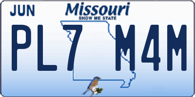 MO license plate PL7M4M