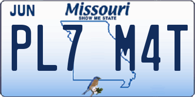 MO license plate PL7M4T