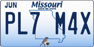 MO license plate PL7M4X