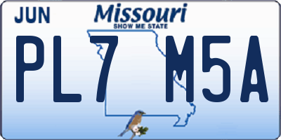 MO license plate PL7M5A