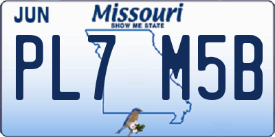 MO license plate PL7M5B