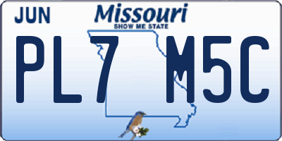 MO license plate PL7M5C