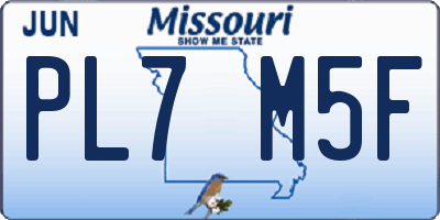 MO license plate PL7M5F