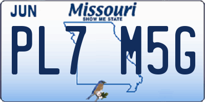 MO license plate PL7M5G