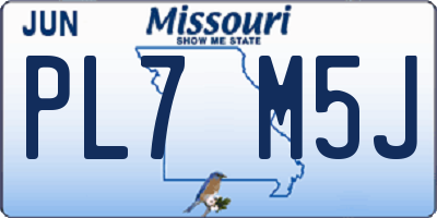 MO license plate PL7M5J
