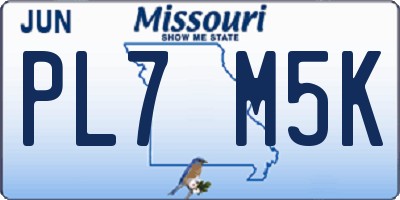 MO license plate PL7M5K