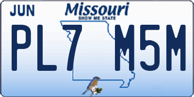 MO license plate PL7M5M