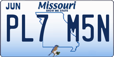 MO license plate PL7M5N