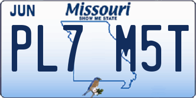 MO license plate PL7M5T