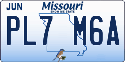 MO license plate PL7M6A