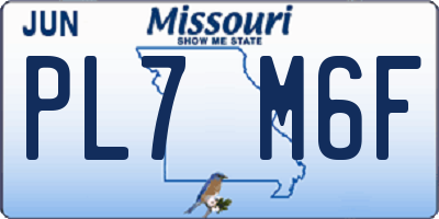 MO license plate PL7M6F