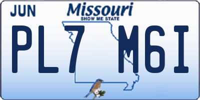 MO license plate PL7M6I