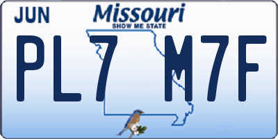 MO license plate PL7M7F