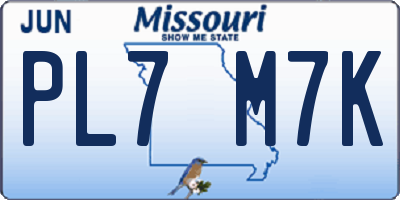 MO license plate PL7M7K