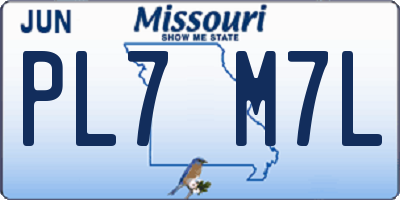 MO license plate PL7M7L