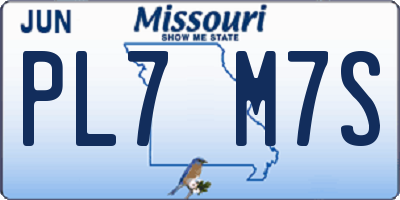 MO license plate PL7M7S