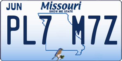 MO license plate PL7M7Z