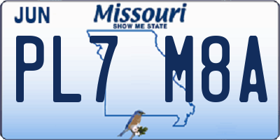 MO license plate PL7M8A