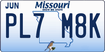 MO license plate PL7M8K