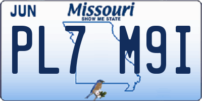 MO license plate PL7M9I