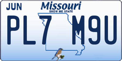 MO license plate PL7M9U