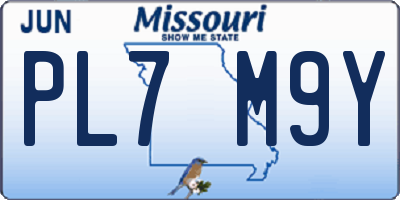 MO license plate PL7M9Y