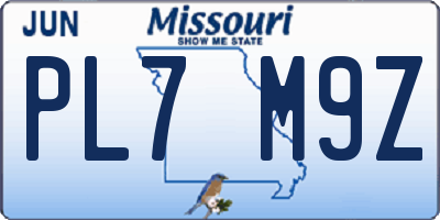MO license plate PL7M9Z