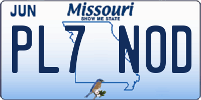 MO license plate PL7N0D